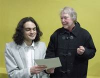 Dillon receiving the Patrick Nuttgens Award 2013