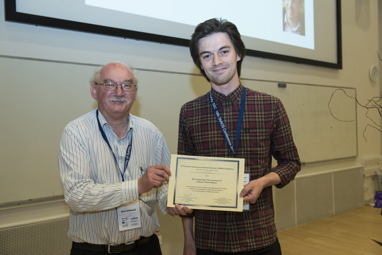 PhD student James O'Keeffe received best paper award at TAROS Conference