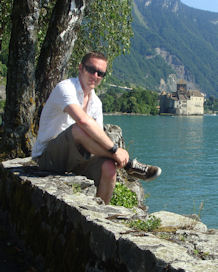 Jon Wilcox in front of the Chateau de Chillon, Montreux