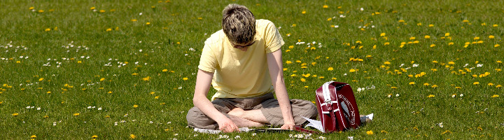 Environment student on the grass