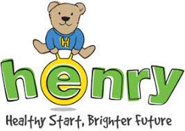 Logo with bear and words Henry, Healthy start, brighter future