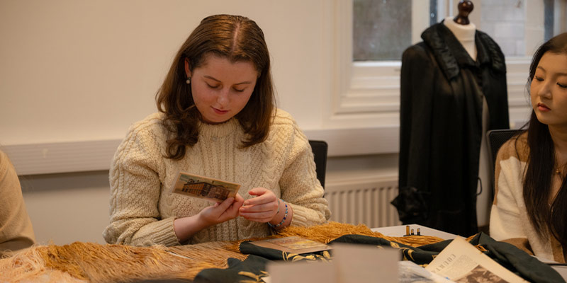 A student at a fashion history seminar in Heslington Hall.