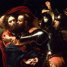 The Taking of Christ, 1602, oil on canvas, 53 x 67 in, by Michelangelo Merisi da Caravaggio