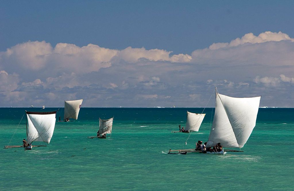 Image: Within the Velondriake LMMA 87% of the adult population are fishers.  Traditional sailing pirogues like these are essential for transportation and fishing. (Credit: Blue Ventures / Garth Cripps)