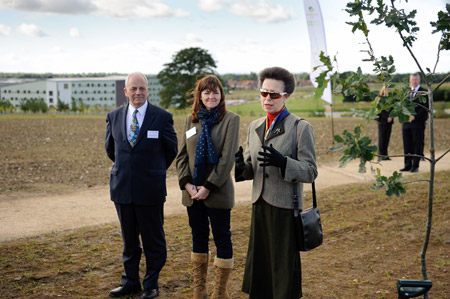 Professor Brian Cantor, Vice-Chancellor of the University of York, Georgina McLeod, Head of Jubilee Woods at the Woodland Trust, and Her Royal Highness The Princess Royal