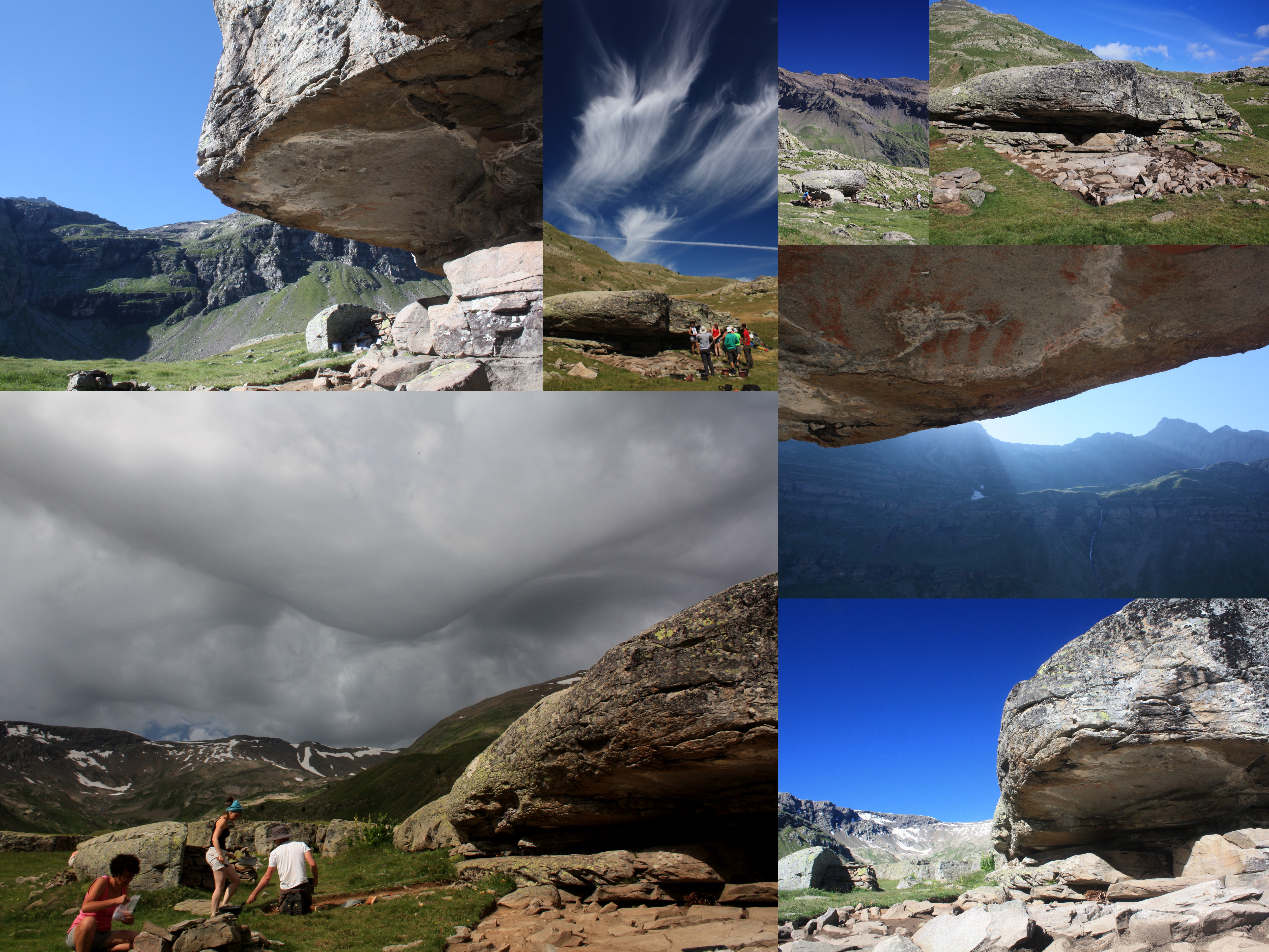 Image: A collage of views of the Abri Faravel rock shelter (Photo: K. Walsh)