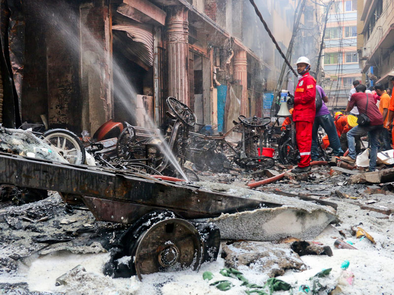 emergency workers attending a disaster zone