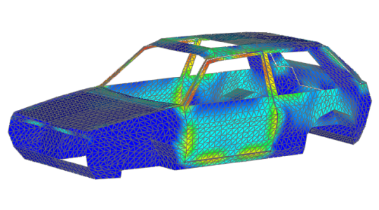 Surface current on small car with emissions source inside