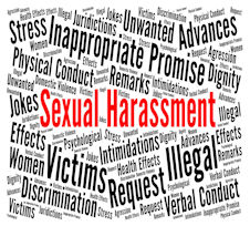 a word wall highlighting the words sexual harassment