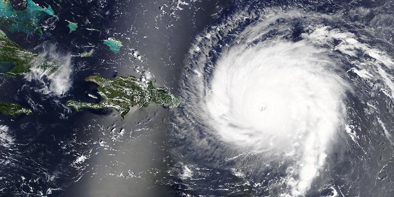 Hurricane Irma heading towards the Caribbean Sea.