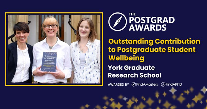 YGRS wins the FindAPhD outstanding contribution to postgraduate student wellbeing award