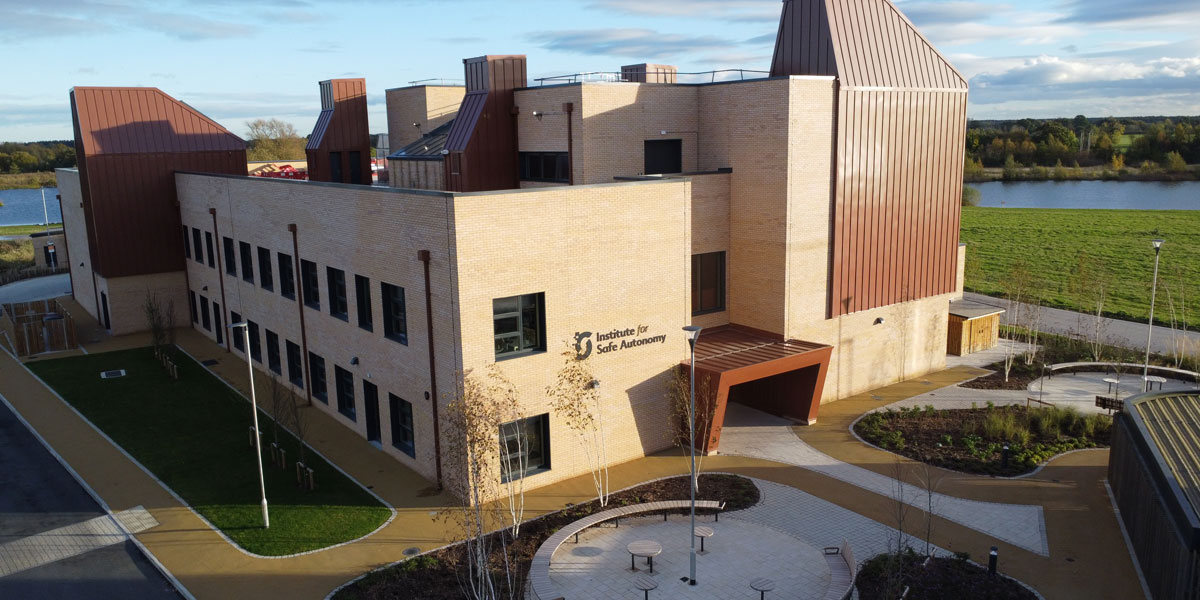 Exterior of the Institute building from the air