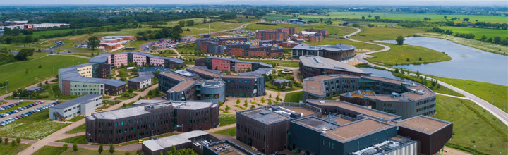 An aerial shot of Campus East.