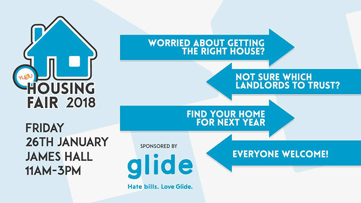 YUSU Housing Fair 2018, Friday 26 January, James Hall, 11am-3pm