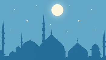 Image of a moonlit mosque in silhouette
