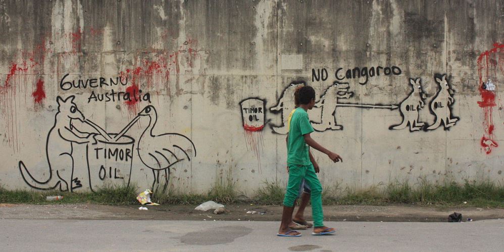 Graffiti at the Australian embassy in Dili, East Timor, 2014. Image by Janina M Pawlez. CC-by 2.0.