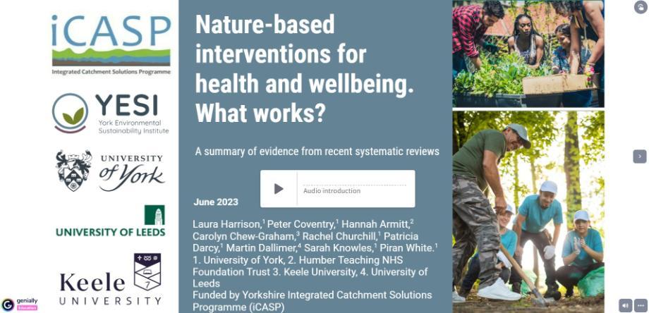 Online interactive summary of evidence about nature-based interventions for health and wellbeing
