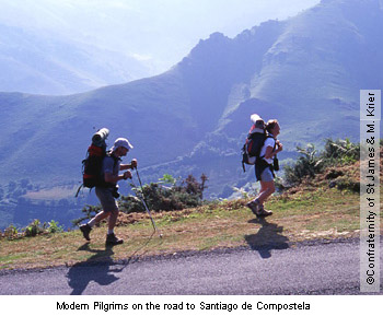 Modern pilgrims on the road to Santiago de Compostela