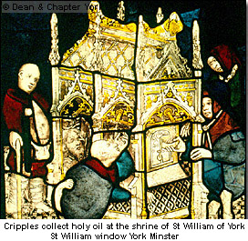 Cripples collect holy oil at the shine of St William of York