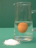 Fresh egg floating in salty water.